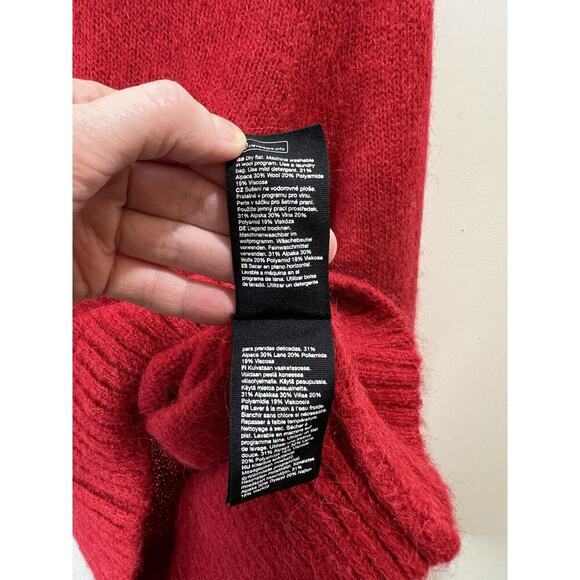 & Other Stories Women’s Wool Alpaca Blend Sweater Size XS Red Vibrant Coquette - Picture 5 of 8